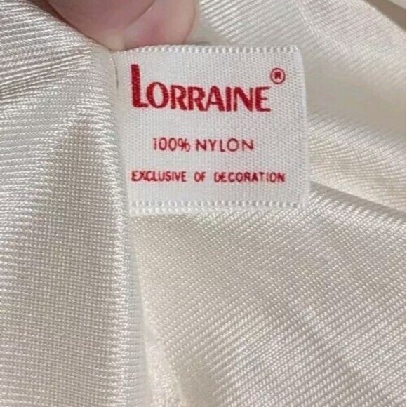 Vintage Lorraine Robe Womens Cream Nylon Lace Emb Collar Button Up L Cottagecore - Picture 6 of 6